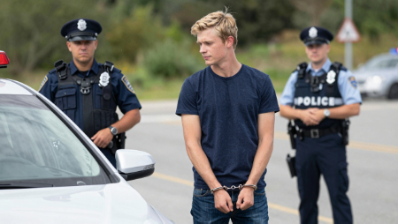 driver with hands cuffed by police generated by Z-Images